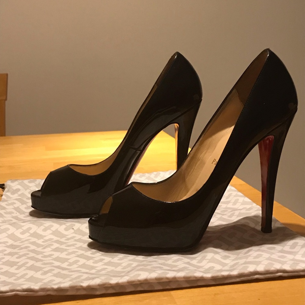 Christian Louboutin  open toe leather heels